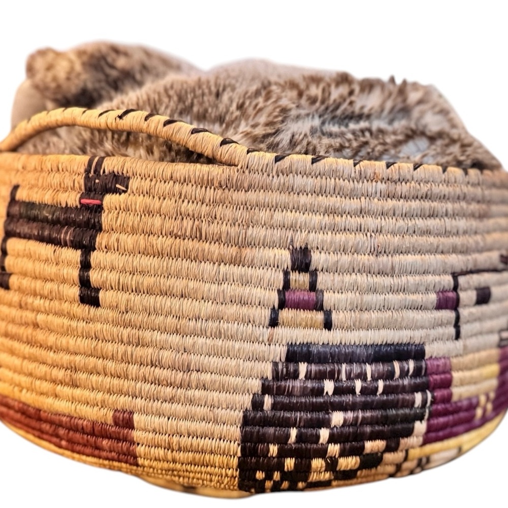 Hopi Pueblo Second Mesa Pictorial Deep Basket VTG Katsina face horses - Picture 2 of 15